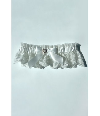 Ivory Lace With Ivory Bow Garter G660/B