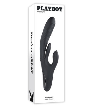 Playboy Rapid Rabbit Rechargeable Silicone Dual Stimulation Vibrator Black