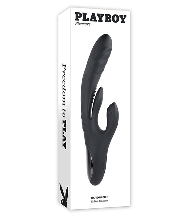 Playboy Rapid Rabbit Rechargeable Silicone Dual Stimulation Vibrator Black