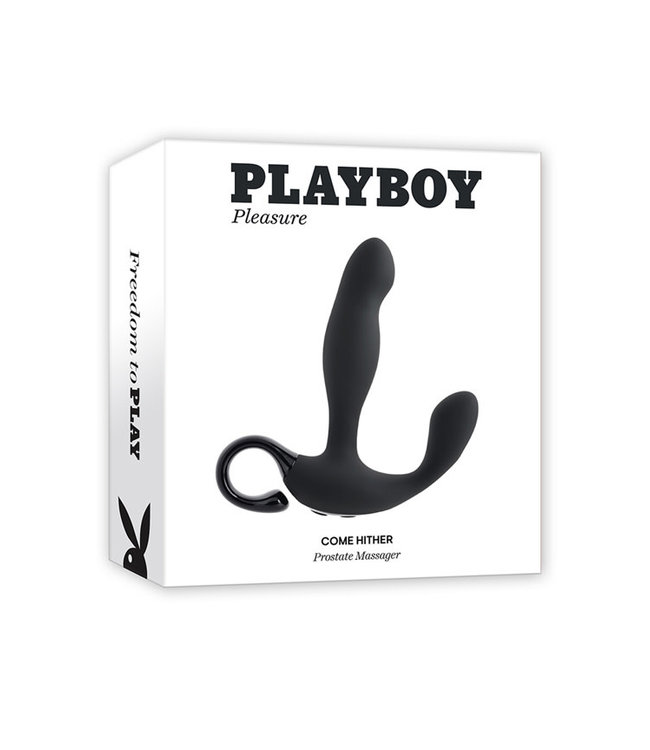 Playboy Come Hither Rechargeable Remote Controlled Silicone Vibrating Prostate Massager Black