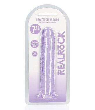Shots RealRock Crystal Clear 7" Straight Dildo w/Suction Cup Purple