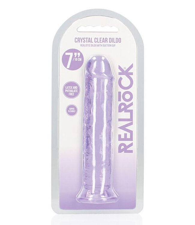Shots RealRock Crystal Clear 7" Straight Dildo w/Suction Cup Purple