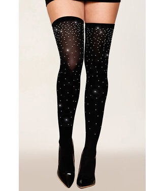 Black Rhinestone Thigh Highs 0459