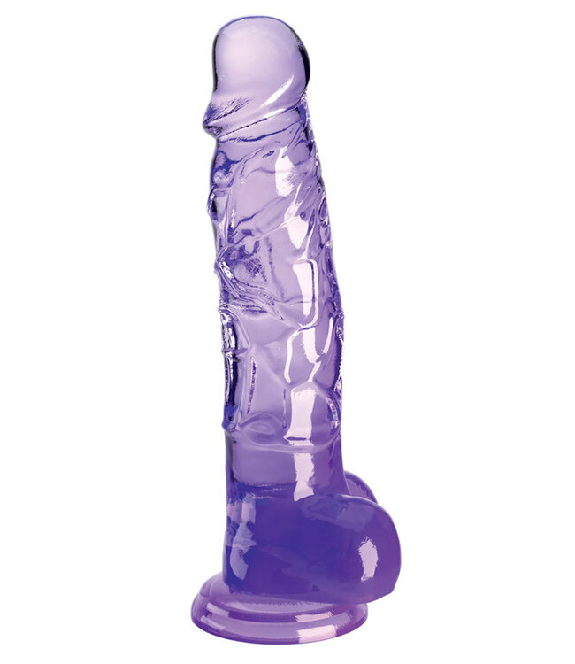 King Cock Clear with Balls 8in Purple