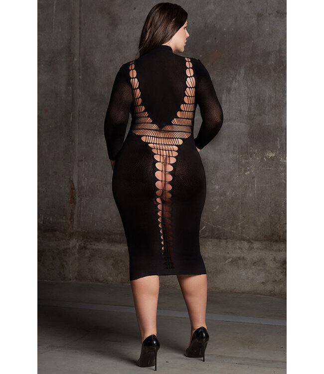 Carme Plus Black Long Gown SHA006 Queen