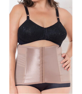 Plus Satin Panel Waist Mocha Cincher 821X