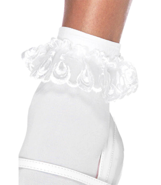 Diem Lace Ruffle Anklet White Socks 3013 One Size
