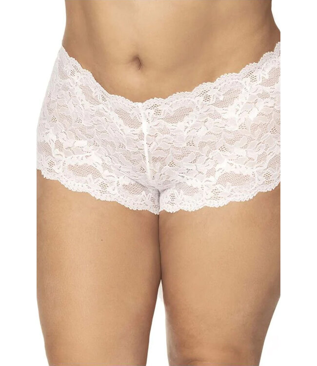 Plus White Lace Boyshort 90X