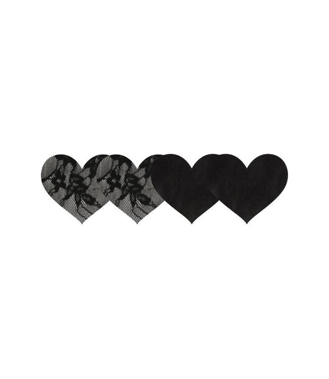 Black Satin and Lace Hearts Pasties PK011H