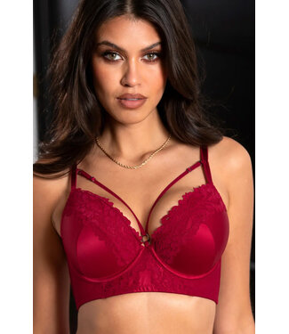 Pour Moi Lavish Padded Push-Up Longline Red Bra 38101