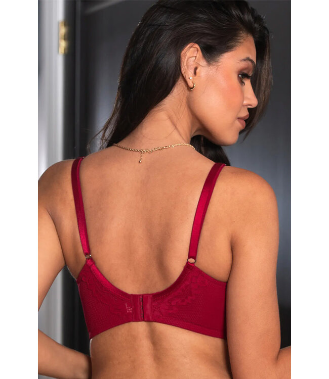 Pour Moi Lavish Padded Push-Up Longline Red Bra 38101