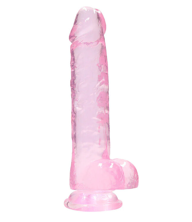 RealRock Crystal Clear Realistic 8in Dildo With Balls and Suction Cup Pink