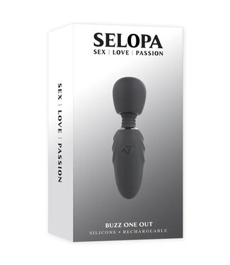 Selopa Buzz One Out Rechargeable Silicone Mini Wand Vibrator Black