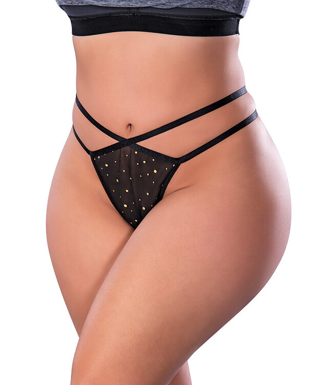 Plus Black Tanga Thong P414X