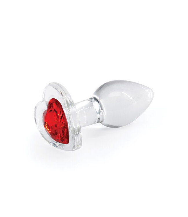 Crystal Desires Glass Heart Gem Butt Plug Small Red