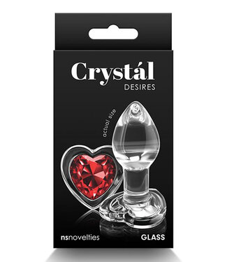 Crystal Desires Glass Heart Gem Butt Plug Small Red
