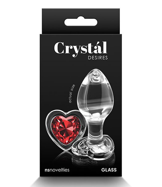 Crystal Desires Glass Heart Gem Butt Plug Medium Red