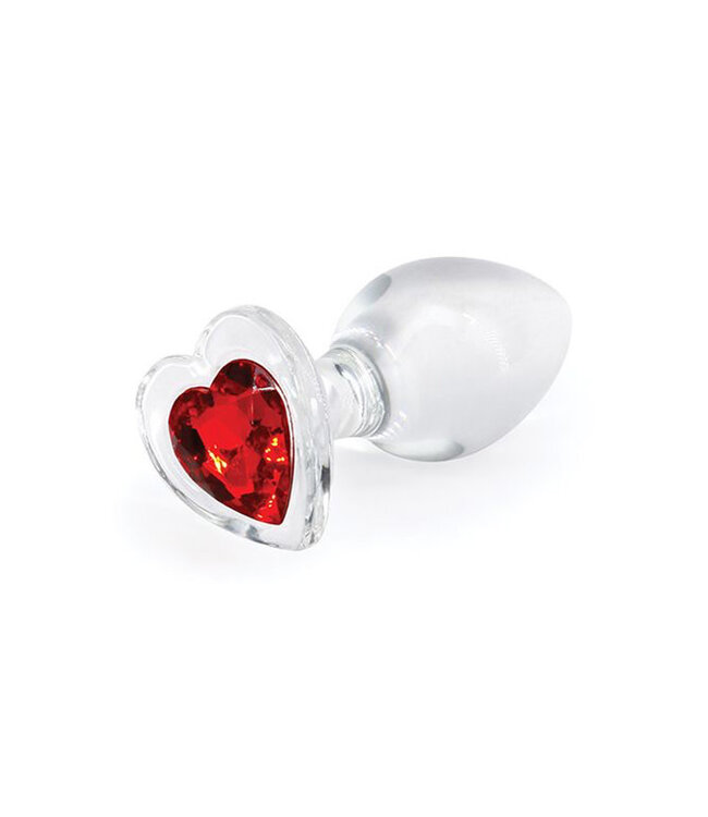 Crystal Desires Glass Heart Gem Butt Plug Medium Red
