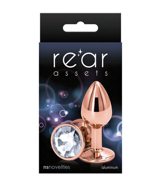 Rear Assets Rose Gold Anal Plug Small Clear