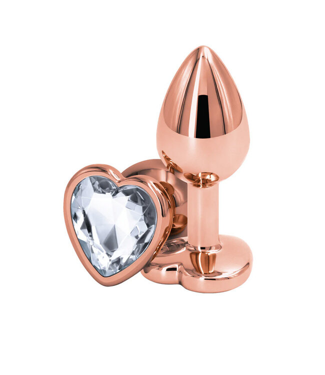 Rear Assets Rose Gold Heart Plug Small Clear