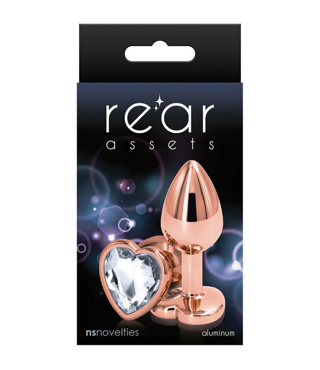 Rear Assets Rose Gold Heart Plug Small Clear