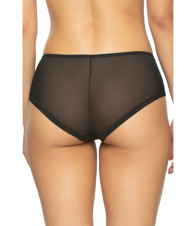 Aura Embroidered Black/Champagne Hipster Panty 735169