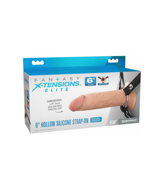 Fantasy X-Tensions Elite Hollow Silicone Strap-On 6 in. Light