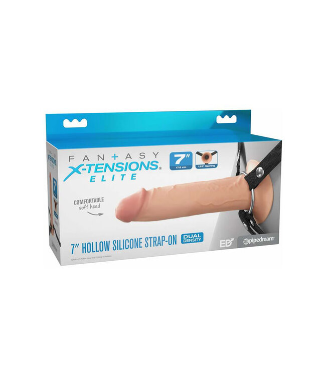 Fantasy X-Tensions Elite Hollow Silicone Strap-On 7 in. Light