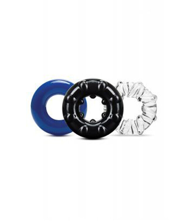 Stay Hard Triple Stretch Cock Rings Pack of 3