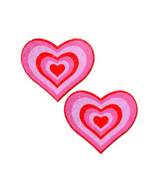 Pastease Glitter Pumping Heart Pasties Pink/Red