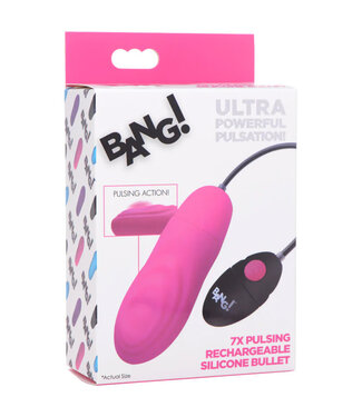 BANG! 7X Pulsing Rechargeable Silicone Bullet Pink