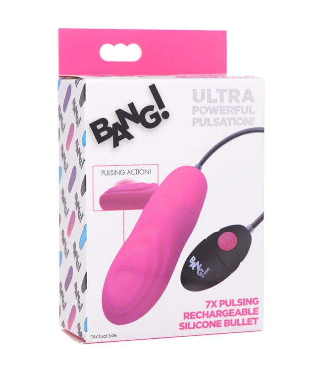 BANG! 7X Pulsing Rechargeable Silicone Bullet Pink