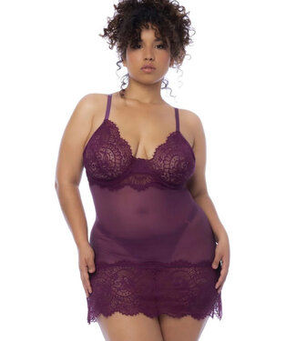 Kendra Plus Wine Babydoll 7554X