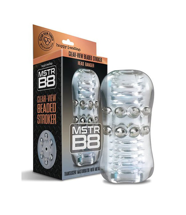 MSTR B8 Head Banger Beaded Clear-View Stroker Clear