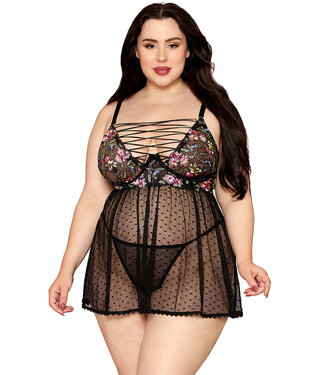 Stephany Plus Black Babydoll 13642X