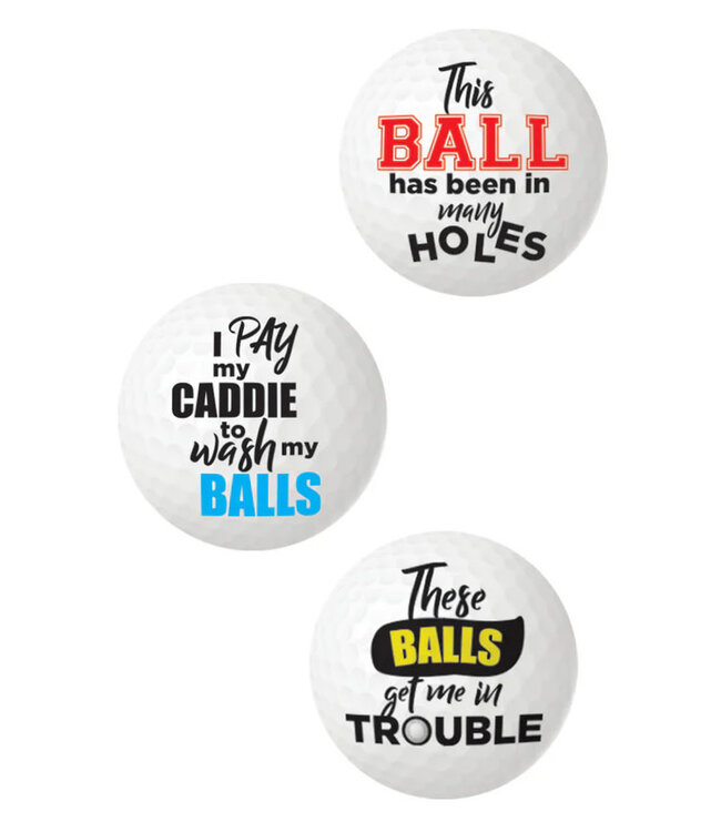 Balls Deep Funny Slogan Golf Balls Assorted 3-Pack
