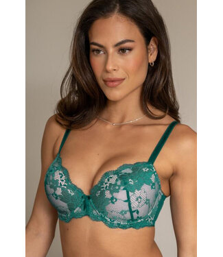 Pour Moi Amour Padded Balconette Push Up Bra Teal/Pink 1513