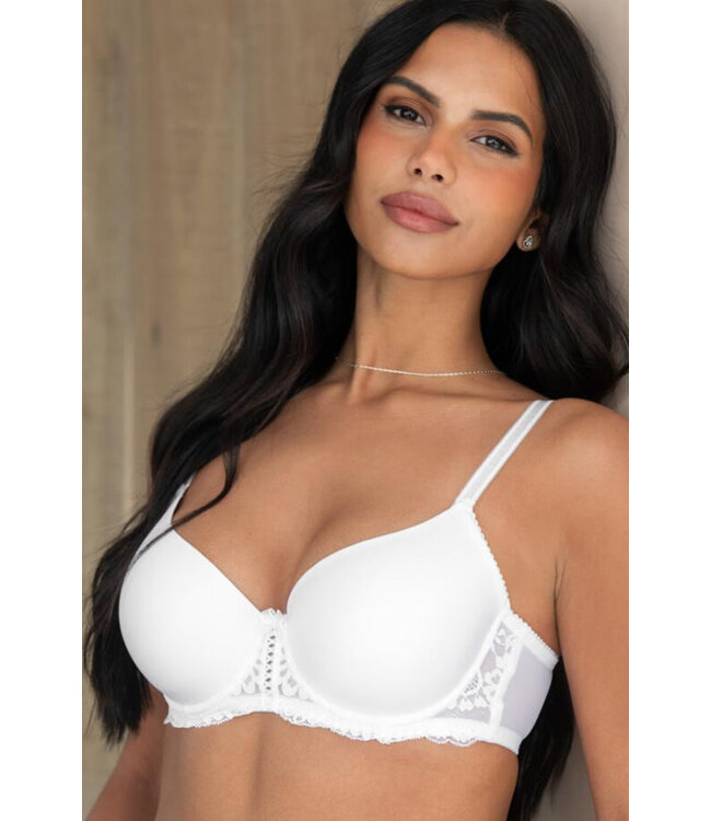 Pour Moi Fleur Lightly Padded Underwired Balconette T-Shirt White Bra 25923