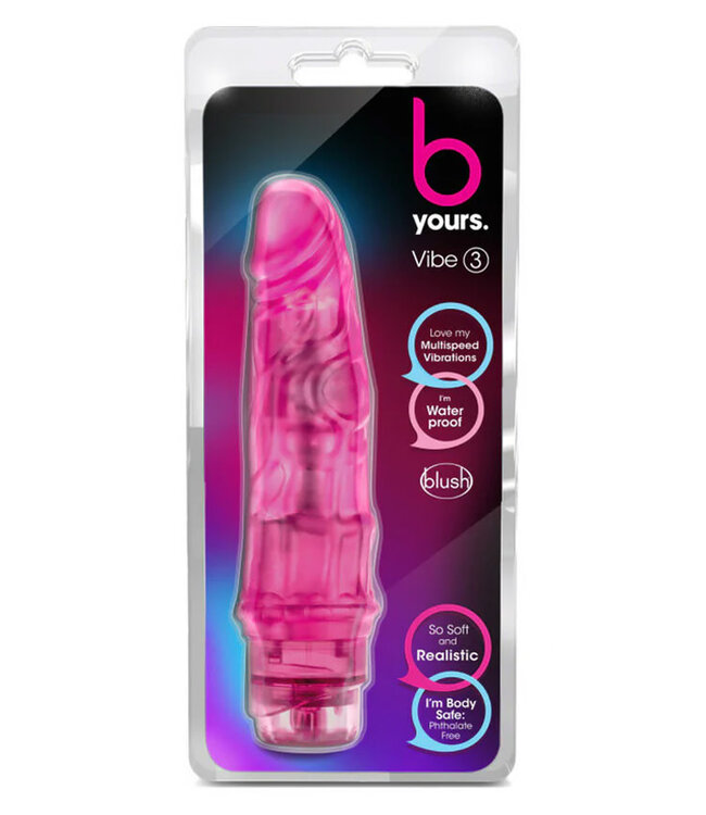 B Yours Vibe 3 Realistic 7.75in Vibrating Dildo Pink
