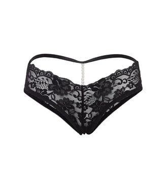 Pixie Lace Pearl Boyshort Black Panty 25-12111