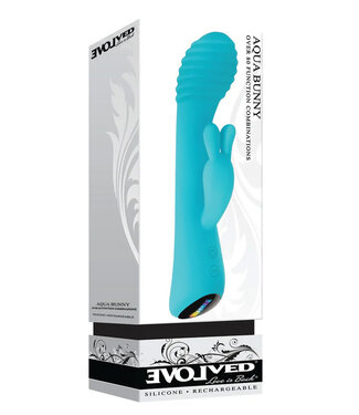 Evolved Aqua Bunny Rechargeable Silicone Rabbit Vibrator Teal