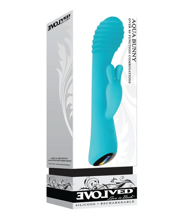 Evolved Aqua Bunny Rechargeable Silicone Rabbit Vibrator Teal