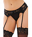 Black Stretch Lace Garter Belt 8735