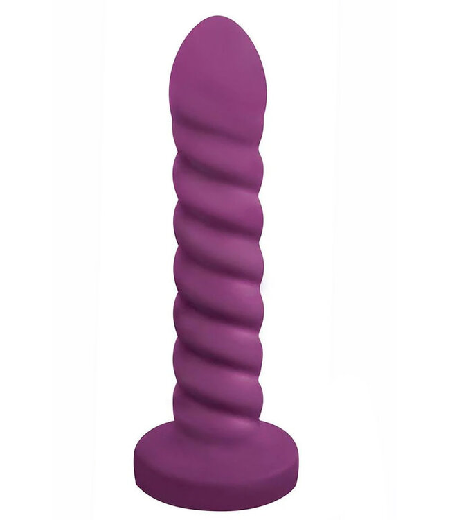 Gossip Soft Swirl Rechargeable Remote-Controlled Textured Silicone Vibrating Dildo Violet 7.5in