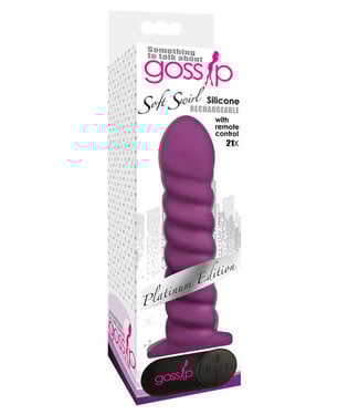 Gossip Soft Swirl Rechargeable Remote-Controlled Textured Silicone Vibrating Dildo Violet 7.5in