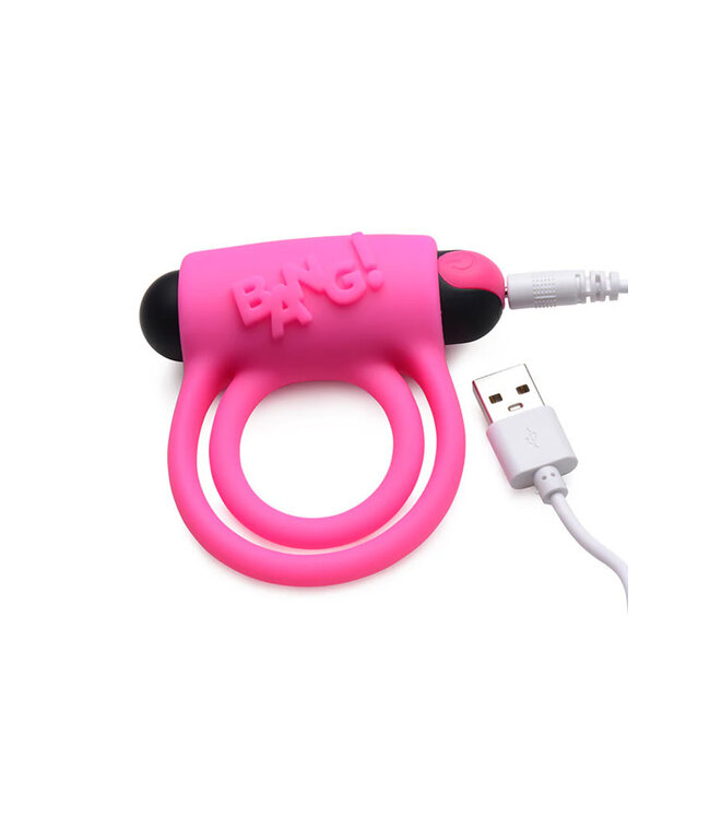 BANG! Silicone Cock Ring & Bullet with Remote Control Pink