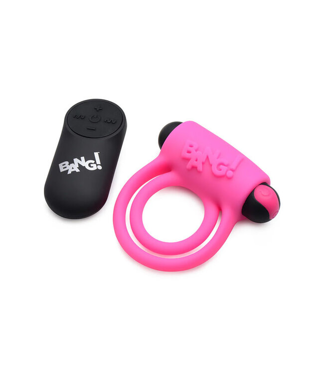 BANG! Silicone Cock Ring & Bullet with Remote Control Pink
