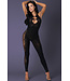Rhinestone Sheer Black Bodystocking S179