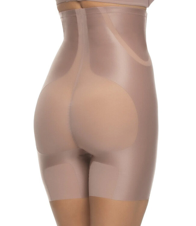 Uplifted Satin & Mesh Body-Mapped High-Waist Rose Tan Shaper Short 740208