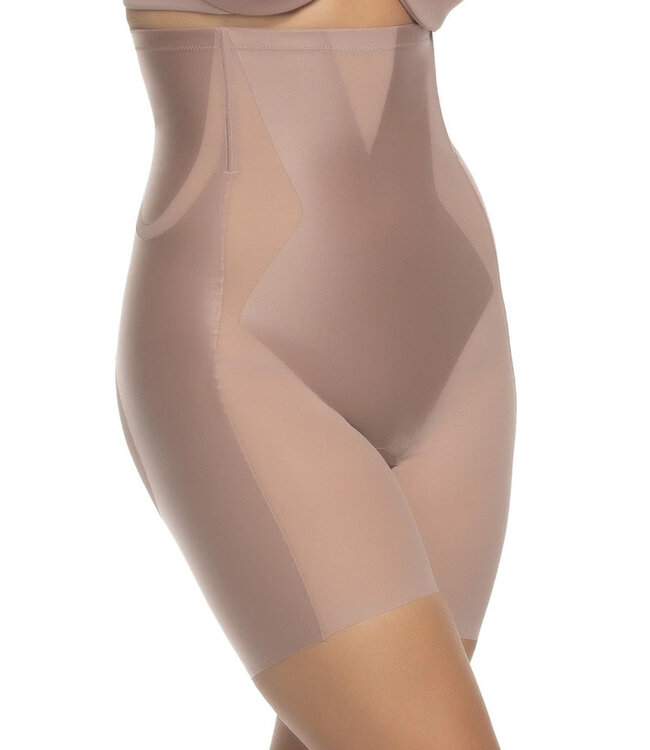 Uplifted Satin & Mesh Body-Mapped High-Waist Rose Tan Shaper Short 740208